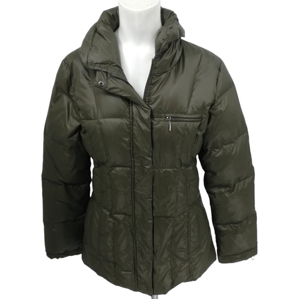 Steve by Searle Army Green Down Puffer Coat Jacket Size M Pockets Winter Snow